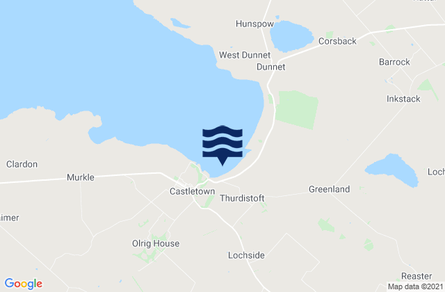 Mapa da tábua de marés em Castletown Beach, United Kingdom
