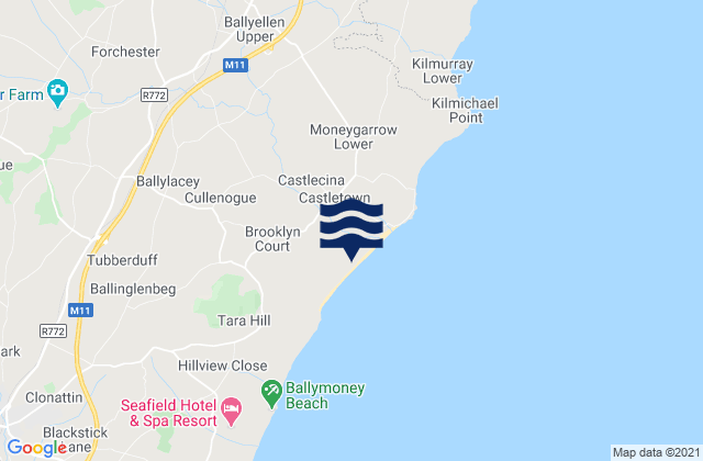 Mapa da tábua de marés em Castletown, Ireland