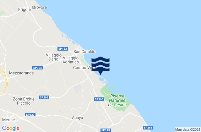 Mapa da tábua de marés em Castri di Lecce, Italy