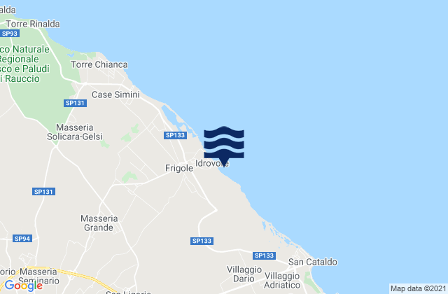 Mapa da tábua de marés em Castromediano, Italy