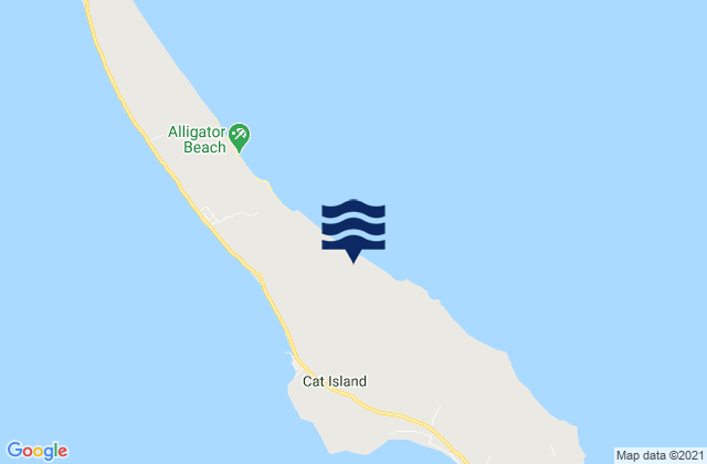 Mapa da tábua de marés em Cat Island, Bahamas