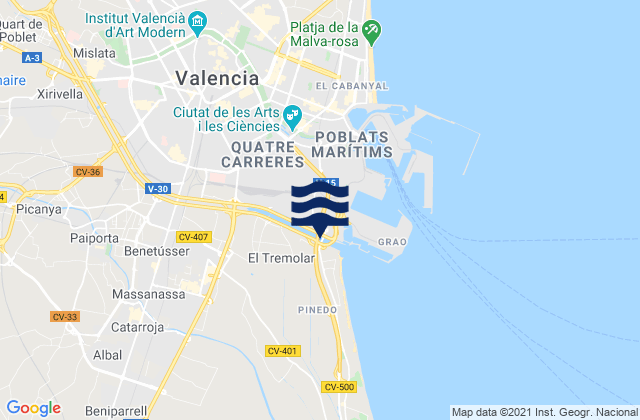 Mapa da tábua de marés em Catarroja, Spain