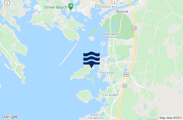Mapa da tábua de marés em Cataumet Harbor, United States