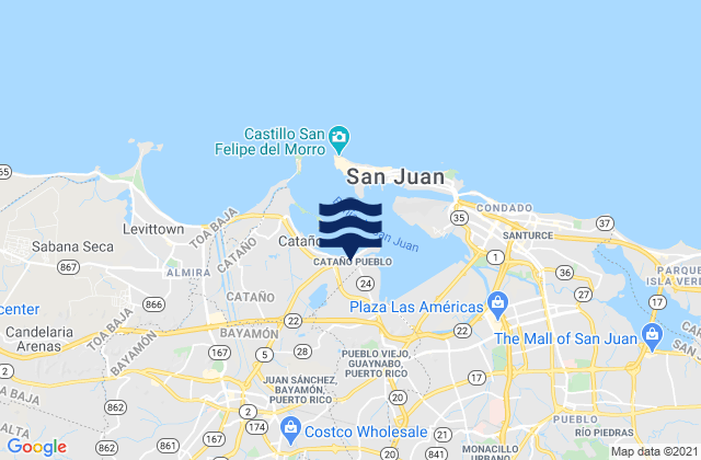 Mapa da tábua de marés em Cataño Barrio-Pueblo, Puerto Rico