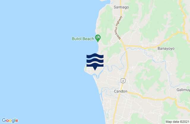Mapa da tábua de marés em Caterman, Philippines