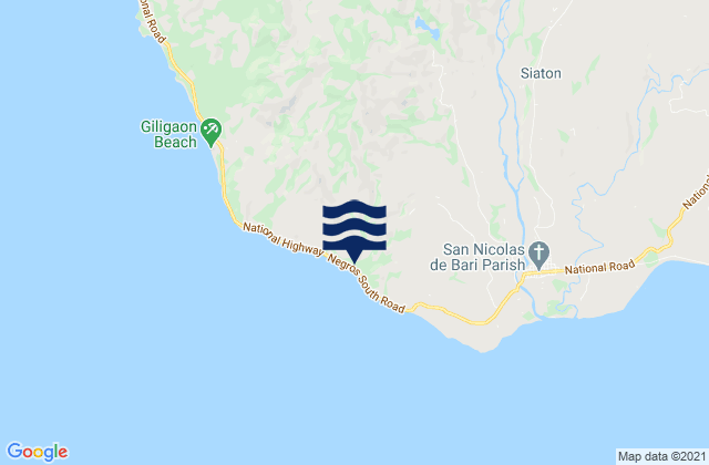 Mapa da tábua de marés em Caticugan, Philippines