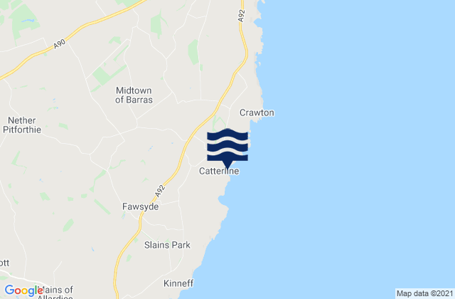 Mapa da tábua de marés em Catterline Bay, United Kingdom