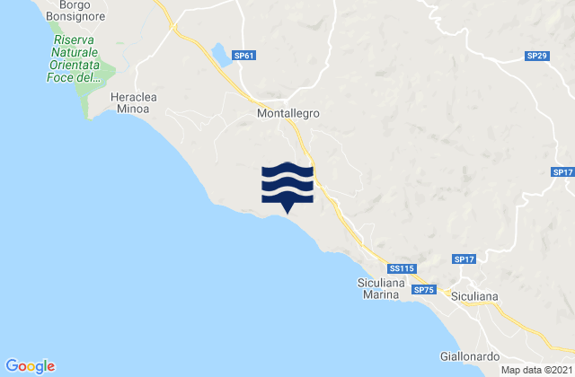 Mapa da tábua de marés em Cattolica Eraclea, Italy