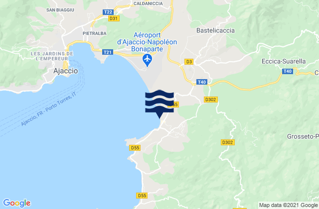 Mapa da tábua de marés em Cauro, France