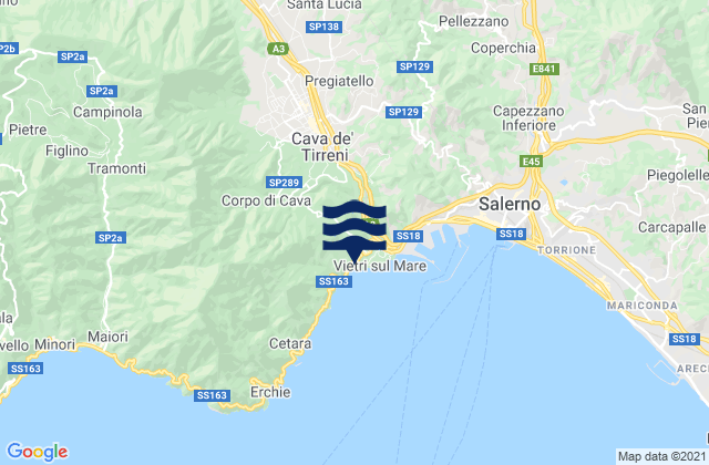 Mapa da tábua de marés em Cava Dè Tirreni, Italy