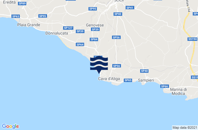 Mapa da tábua de marés em Cava d'Aliga, Italy