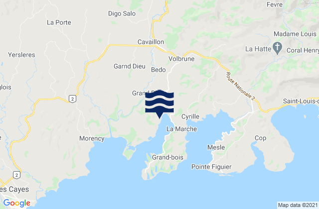 Mapa da tábua de marés em Cavaillon, Haiti