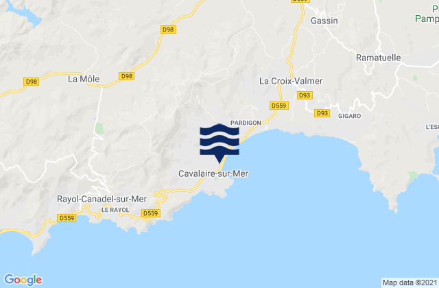 Mapa da tábua de marés em Cavalaire-sur-Mer, France