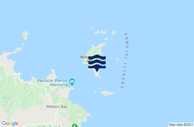 Mapa da tábua de marés em Cavalli Islands, New Zealand