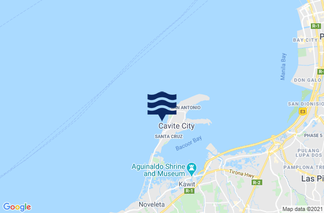 Mapa da tábua de marés em Cavite, Philippines