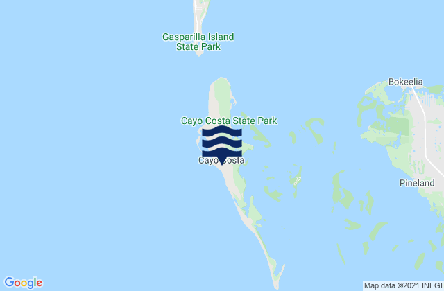 Mapa da tábua de marés em Cayo Costa, United States