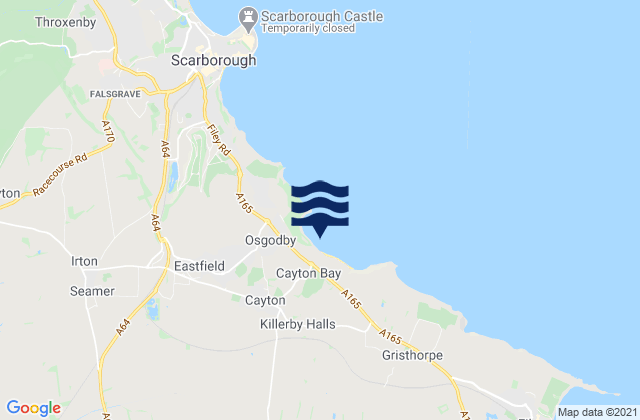 Mapa da tábua de marés em Cayton Bay - Pumphouse, United Kingdom
