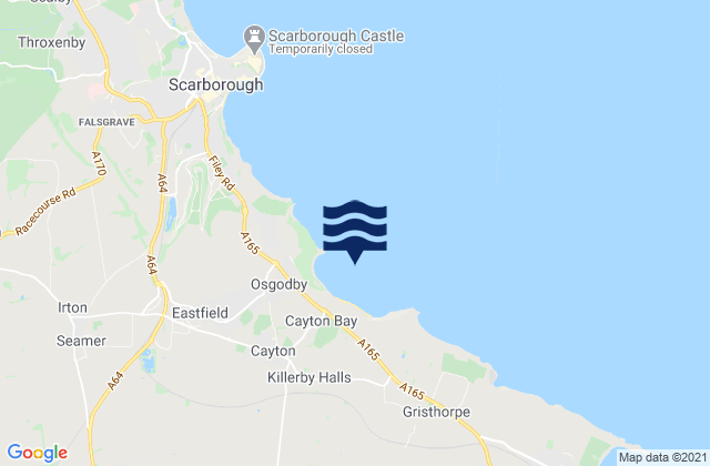 Mapa da tábua de marés em Cayton Bay, United Kingdom