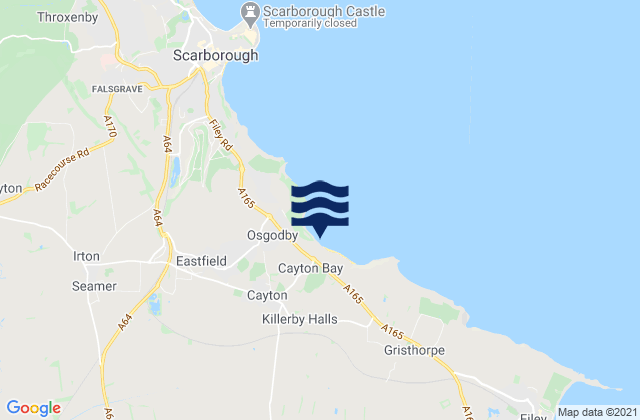 Mapa da tábua de marés em Cayton Bay Point, United Kingdom