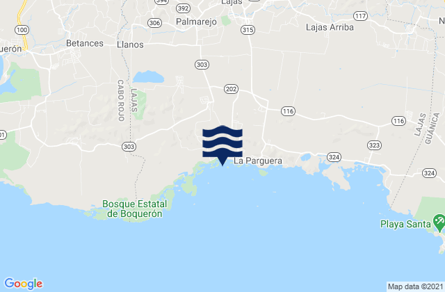 Mapa da tábua de marés em Caín Bajo Barrio, Puerto Rico