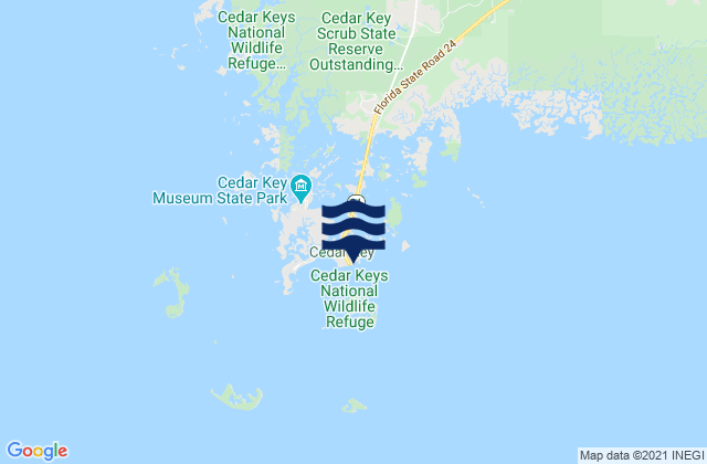 Mapa da tábua de marés em Cedar Key, United States