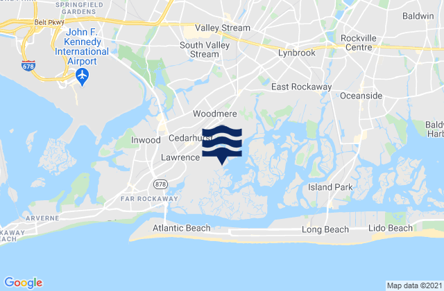 Mapa da tábua de marés em Cedarhurst, United States