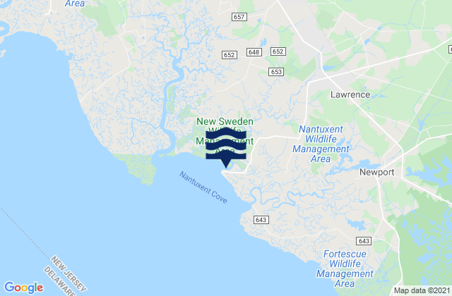 Mapa da tábua de marés em Cedarville Cedar Creek Nantuxent Cove, United States