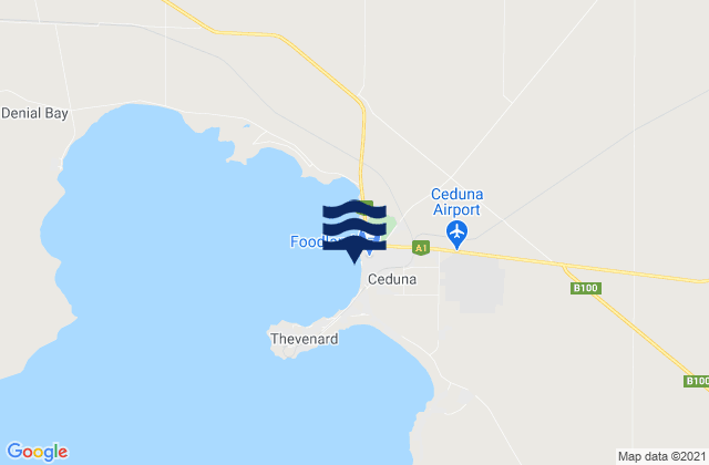 Mapa da tábua de marés em Ceduna, Australia
