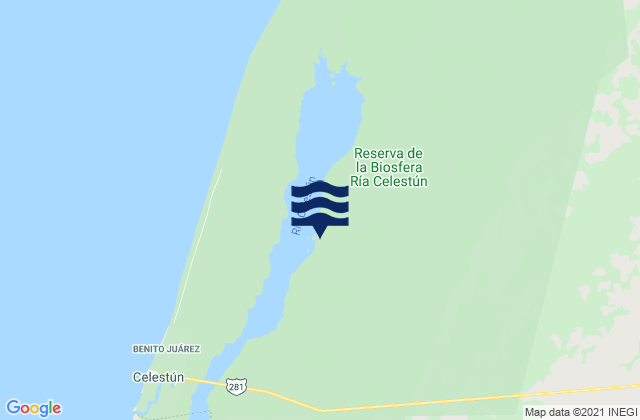 Mapa da tábua de marés em Celestún, Mexico