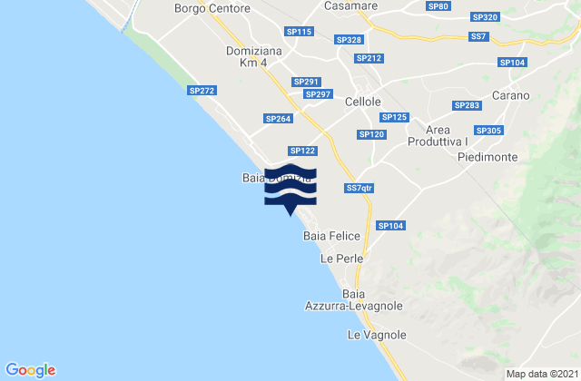 Mapa da tábua de marés em Cellole, Italy