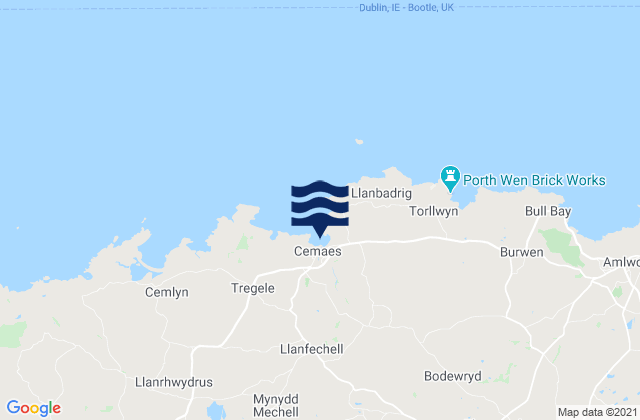 Mapa da tábua de marés em Cemaes Bay, United Kingdom
