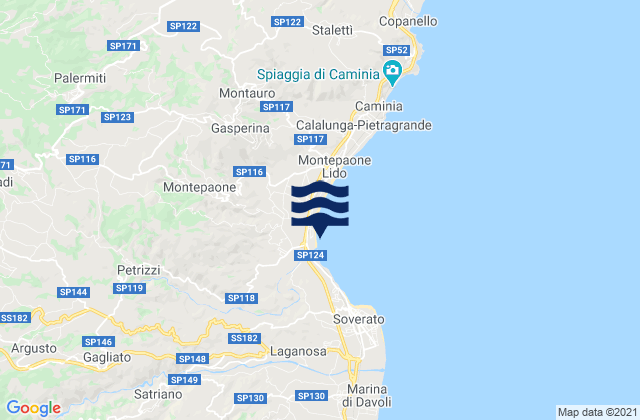 Mapa da tábua de marés em Cenadi, Italy
