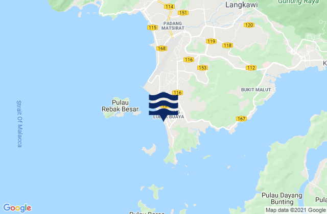 Mapa da tábua de marés em Cenang Beach (The Cliff), Malaysia
