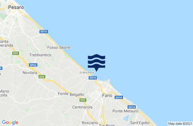 Mapa da tábua de marés em Centinarola, Italy