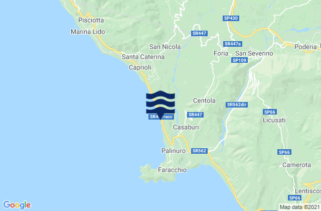 Mapa da tábua de marés em Centola, Italy