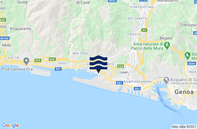 Mapa da tábua de marés em Ceranesi, Italy