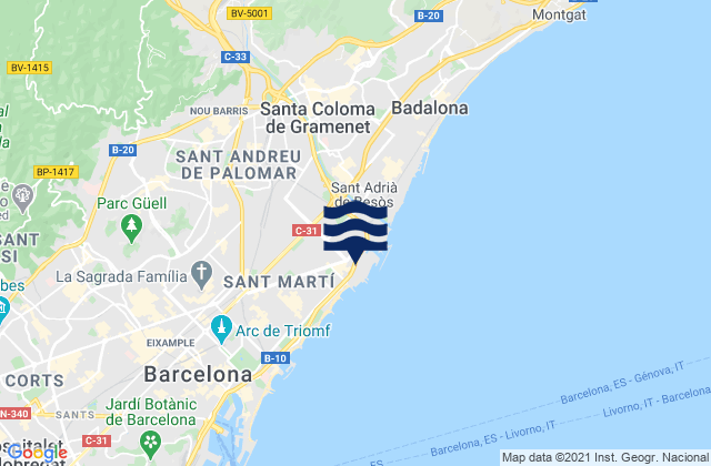 Mapa da tábua de marés em Cerdanyola del Vallès, Spain