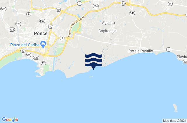 Mapa da tábua de marés em Cerrillos Barrio, Puerto Rico