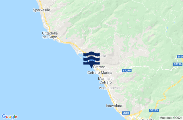 Mapa da tábua de marés em Cetraro Marina, Italy