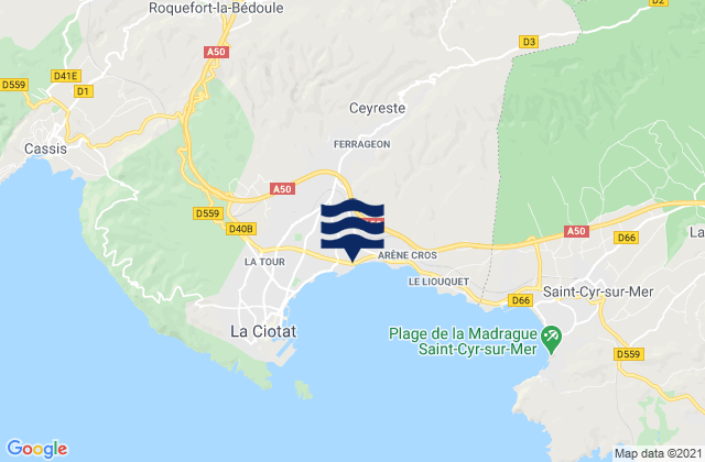 Mapa da tábua de marés em Ceyreste, France