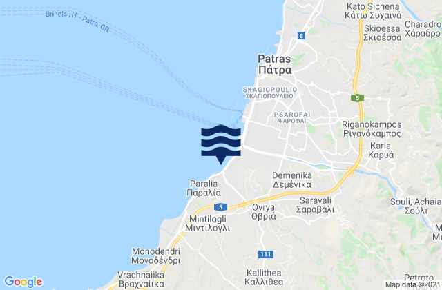 Mapa da tábua de marés em Chalandrítsa, Greece