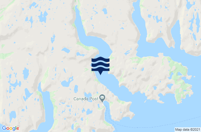 Mapa da tábua de marés em Chaleur Bay, Canada
