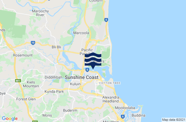 Mapa da tábua de marés em Chambers Island, Australia