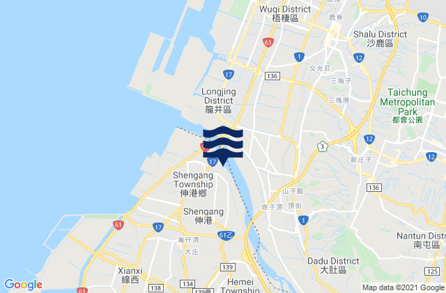 Mapa da tábua de marés em Chang-hua, Taiwan
