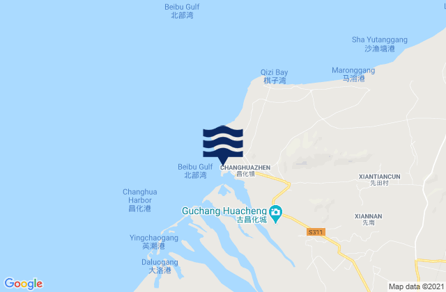 Mapa da tábua de marés em Changhua, China