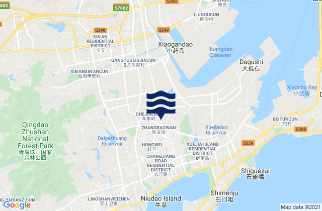 Mapa da tábua de marés em Changjianglu Jiedao, China