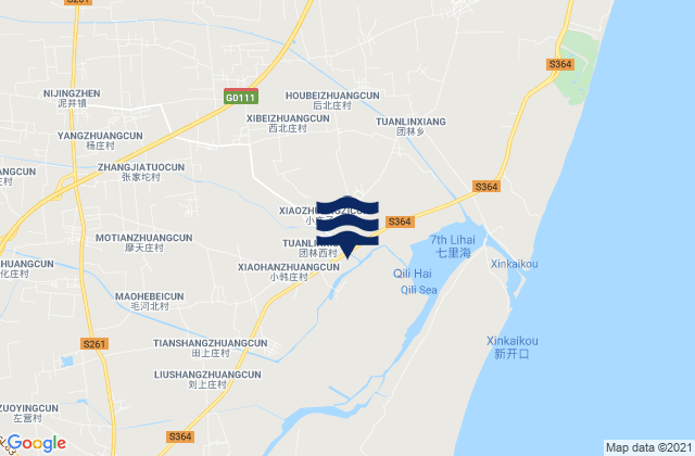 Mapa da tábua de marés em Changli, China