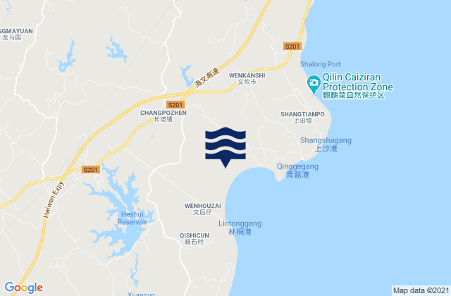 Mapa da tábua de marés em Changpo, China