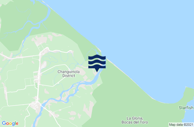 Mapa da tábua de marés em Changuinola, Panama