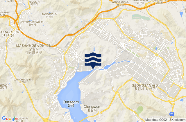 Mapa da tábua de marés em Changwon-si, South Korea